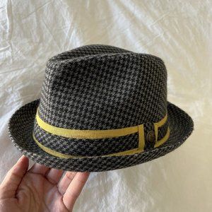 Goorin Bros Trump Fedora Hat SZ XL~ Wool Blend~ Houndstooth.